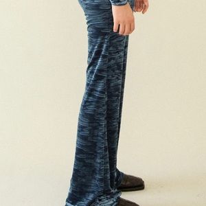 KkCo Crushed Velvet Flare Pant in Sapphire